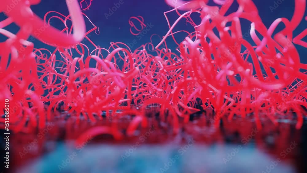Aufkleber fast camera rotation around chaotically moving heart symbols. 3d render looped animation