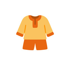 Eid alAdha kurta pajama in vibrant yellow and orange for festive celebrations. Perfect for stock photos, holiday promotions, and cultural designs.