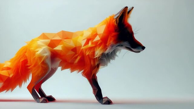 Abstract Low Poly Fox Animated Sequence, Creative Digital Art Design and Background