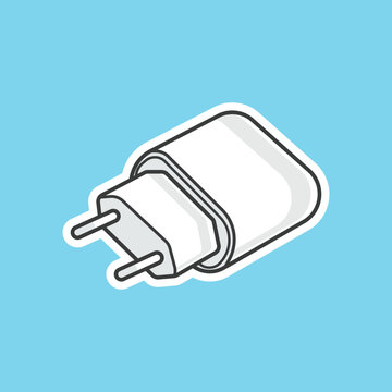 Mobile Charger Cartoon Vector Icon Illustration. Technology Object Icon Concept Isolated Premium Vector. Flat Cartoon Style 
