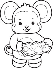 Fototapeta premium Outline of Cute Monkey icon. Lineart of Funny baby Monkey animal series stock illustration.