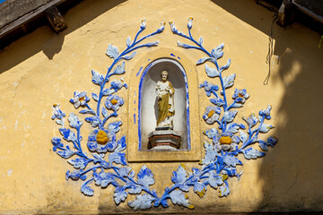 Facade Decoration With Jesus Statue At Mang Lang Church Of Phu Yen Province, Vietnam