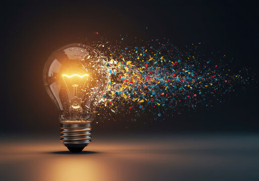 Lightbulb idea innovation creative thinking inspiration energy solution brainstorming concept design art