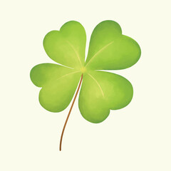 Fototapeta premium Bright four leaf clover plant illustration watercolor style. Beautiful clover luck flower vector clip art hand drawn. Isolated shamrock for decoration, poster, graphic element, asset, st patrick's day
