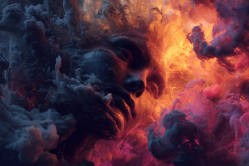 Fototapeta premium Abstract Face in Colorful Smoke