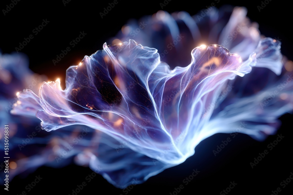 Poster colorful luminescent waves creating a mesmerizing abstract design in a dark environment