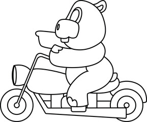 Hippo Motorcycle Animal Vector Graphic Art Illustration
