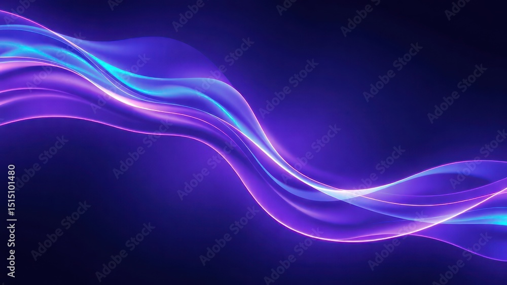 Aufkleber dynamic neon gradient waves flowing across a dark background, creating a sense of motion and depth