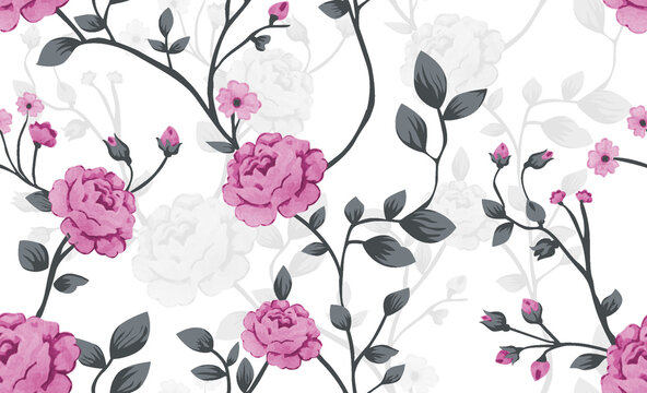 Seamless Flower Pattern - Floral Background Design - Decorative Floral Design for Digital and Print Use