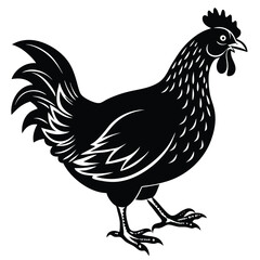 Black Silhouette Hen with Berry &ndash; Farm Animal Vector Art,
Chicken Feeding Scene with Nest &ndash; Vintage Farm Illustration,
Classic Hen Silhouette &ndash; Retro Poultry Artwork Design.
