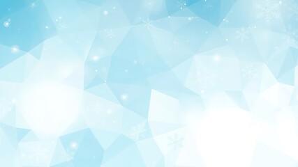Obraz premium Serene low polygon background featuring delicate snowflakes and soft white glow, creating a peaceful and festive atmosphere for winter season