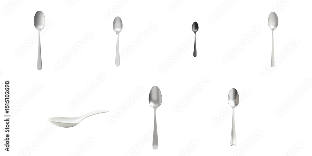 Aufkleber collection of various spoon designs against a transparent background featuring multiple styles and a