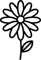 chamomile flower vector outline icon on white or transparent background