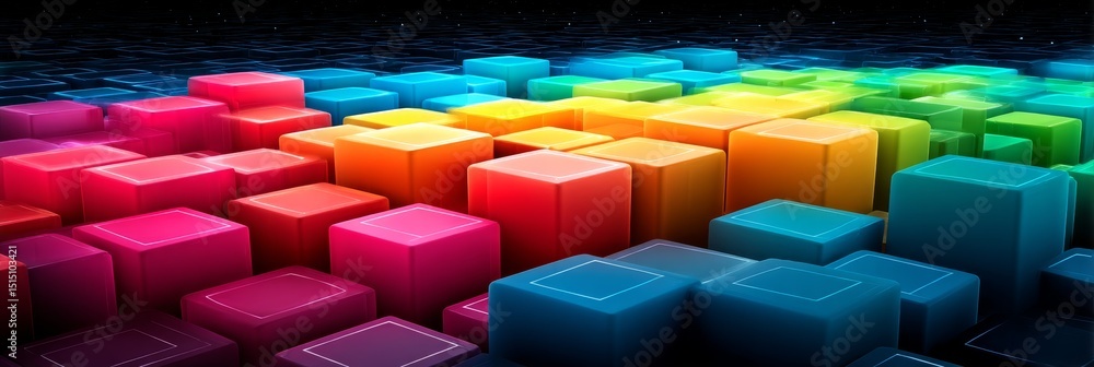Aufkleber colorful cube abstract background - vibrant rainbow cubes create a dynamic, abstract background. per