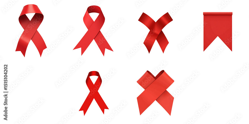 Aufkleber collection of red ribbons in various shapes including awareness symbols and a rectangular banner on 