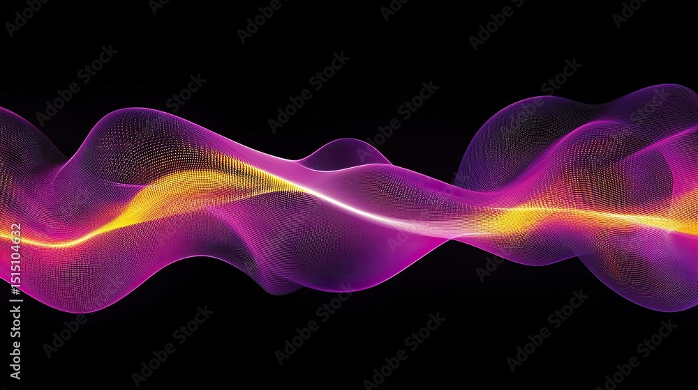 Aufkleber a holograph-inspired circuit glowing deep magenta and sharp yellow paths flowing elegantly through t
