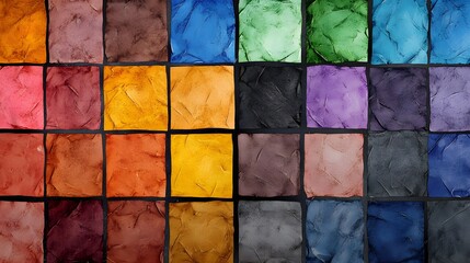 Colorful square design with textured surface.