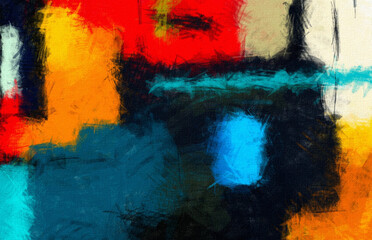 Abstract art brush strokes color blending template background, canvas texture applied.