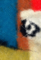 Abstract art brush strokes color blending template background, canvas texture applied.