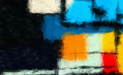 Abstract art brush strokes color blending template background, canvas texture applied.