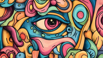 Obraz premium Vibrant, abstract design with a stylized eye.