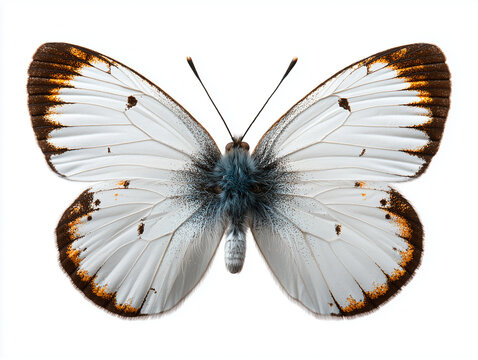 White Butterfly with Brown and Orange Edges 갈색과 주황색 테두리의 흰색 나비