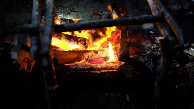 fire in the fireplace