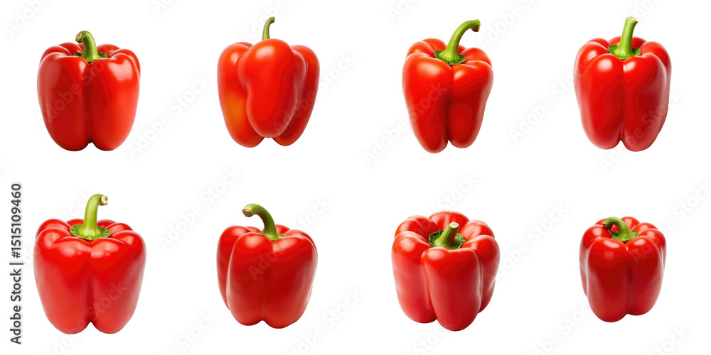 Aufkleber nine varieties of red bell peppers on a transparent background displaying different shapes and arran