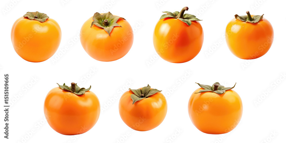 Aufkleber collection of persimmons displayed on a transparent background featuring eight varieties with glossy