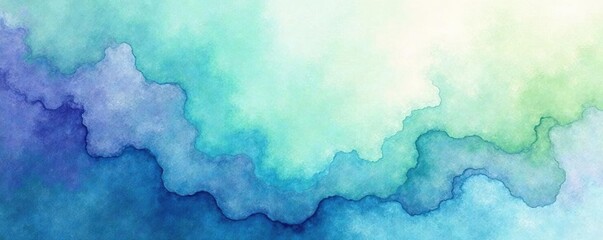 Obraz premium Abstract organic forms in a vibrant pastel color block style Blue, green, lavender watercolor wash , background, modern, art