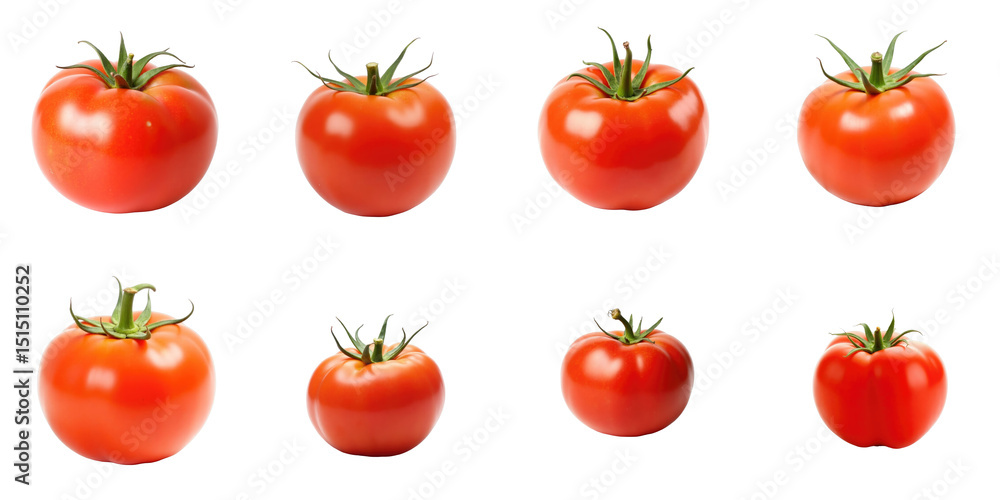 Aufkleber collection of fresh red tomatoes on transparent background showcasing various sizes and shapes with 