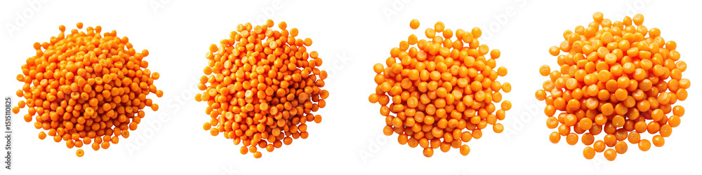 Poster vibrant cluster of orange spheres on transparent background displaying various sizes and arrangement