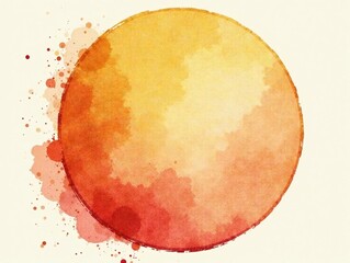 Circular gold watercolor wash, muted red orange accents, vintage feel , watercolor, nature, graphic