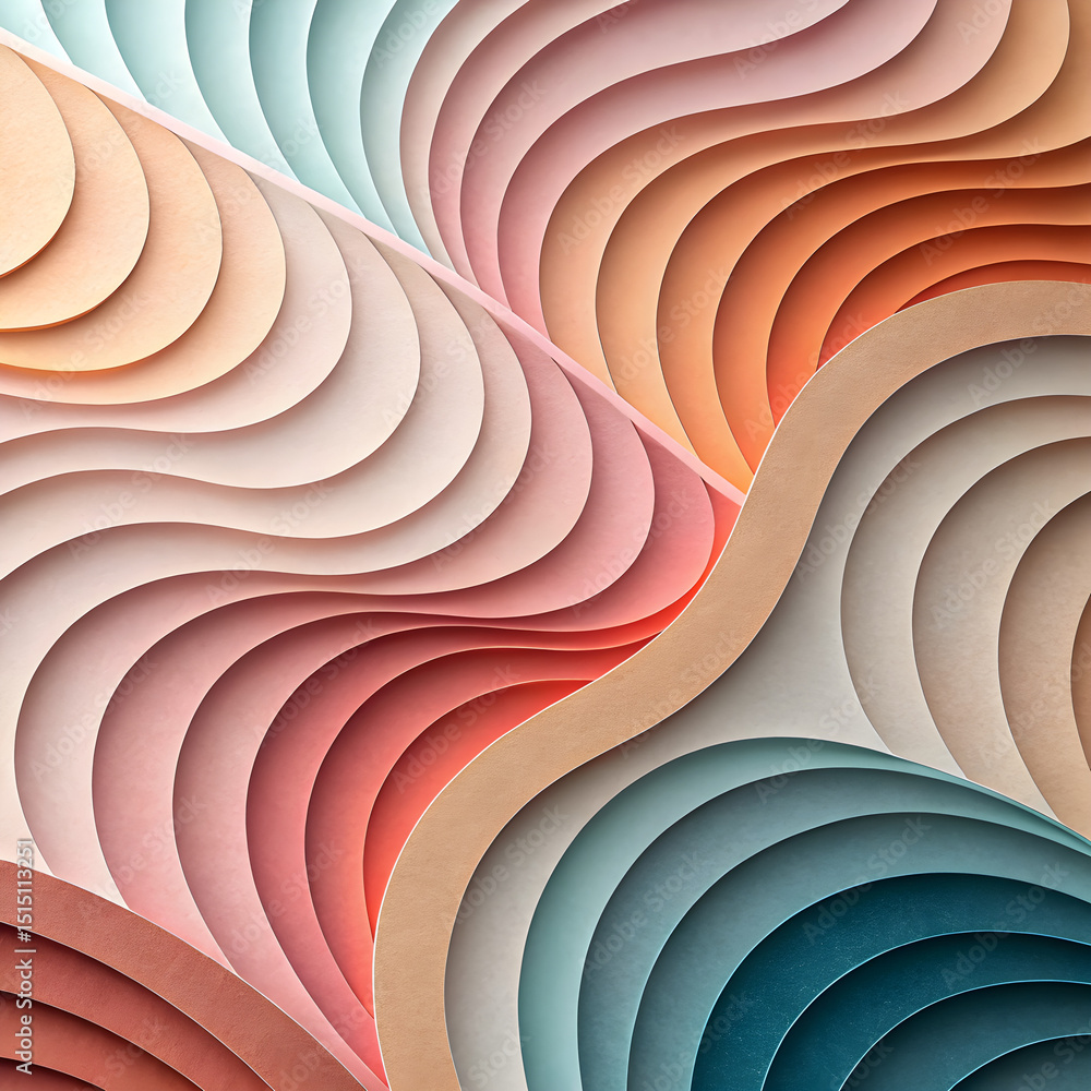 Poster abstract wavy layers with pastel gradient colors background texture
