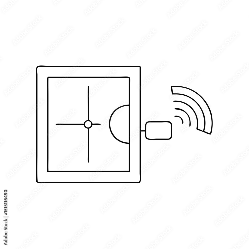 Poster modern eco-friendly house icon with smart window sensors and wireless monitoring