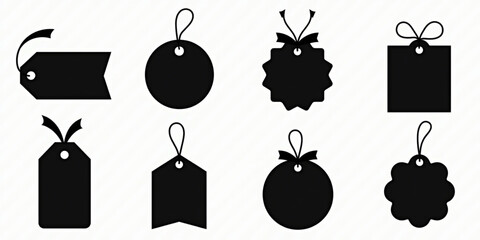 Elegant black tag silhouette, perfect for premium gift wrapping, crafting, and branding. High-quality design enhances product presentation. Ideal for luxury packaging and festive occasions.