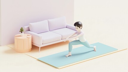 Person doing yoga at home