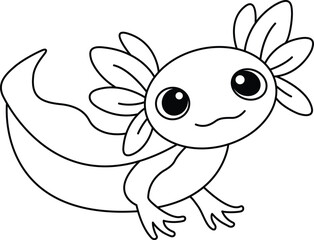 Axolotl hand drawn coloring page for kids 