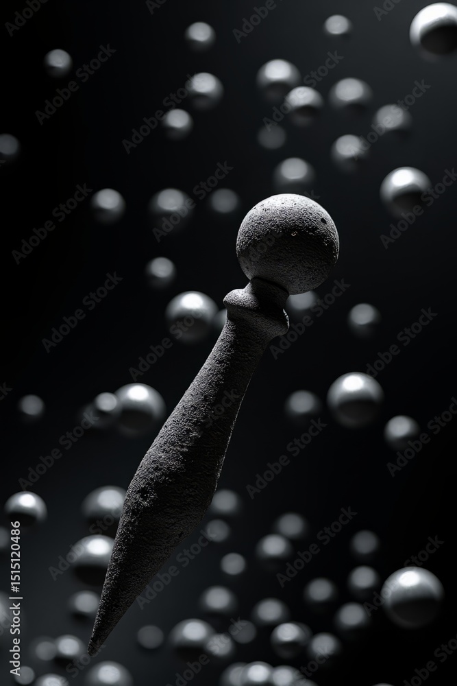Poster textured abstract object in 3d rendering style, dark and mysterious colors, representing form and my