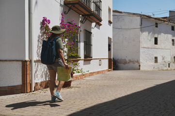 Traveler Exploring a Picturesque Spanish Village