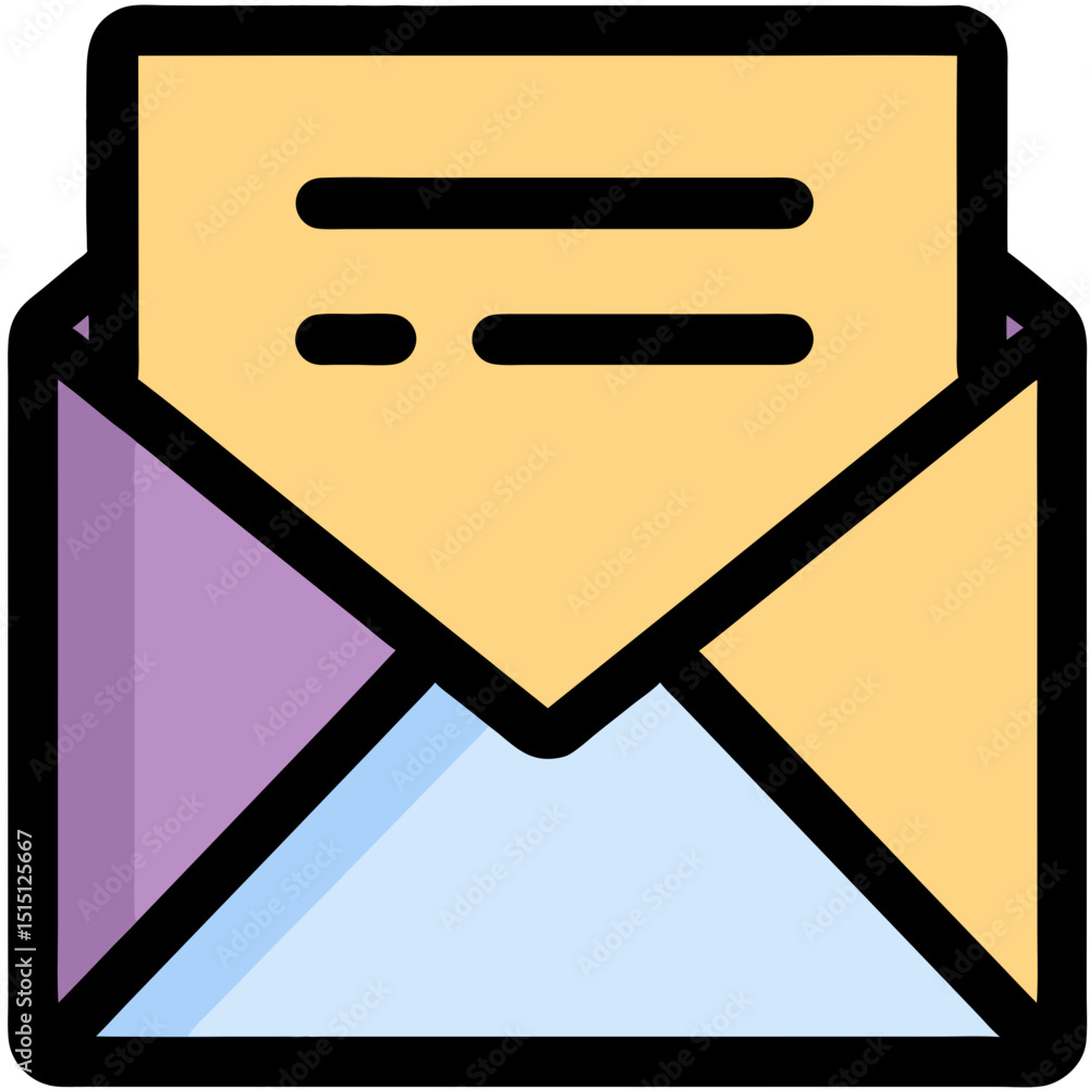Poster colorful envelope icon representing email communication and messaging