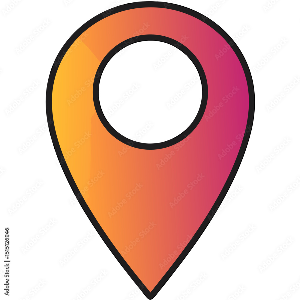 Poster vibrant gradient map pin icon symbolizing location and navigation