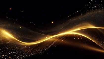 gold glittering particles in wave form on black background