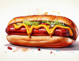 tasty hot dog in studio isolated on white background ai