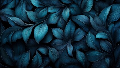 intricate dark foliage emerald indigo hues black pattern