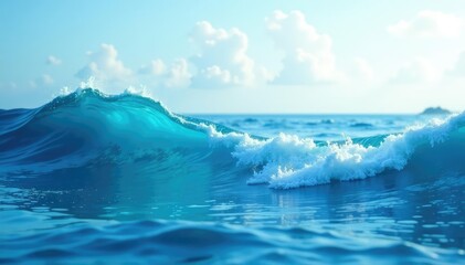 Subtle ocean-inspired wave design, calming blue hues, wallpaper, repeat, seamless