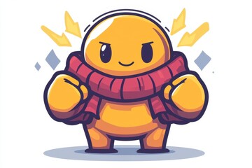 Naklejka premium Cheerful Character with Red Scarf and Confident Pose