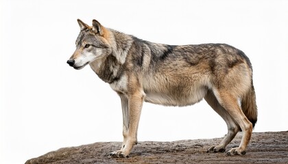 Fototapeta premium gray wolf standing on white background