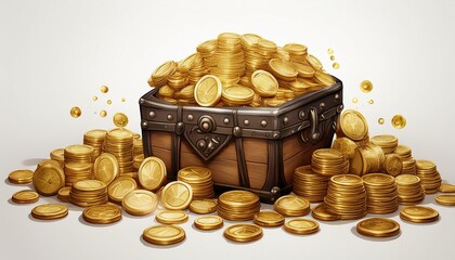 gold coins treasure isolated on a white background 3d render illustration