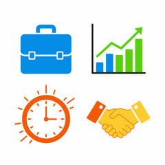 Fototapeta premium Business Strategy Elements Icons Briefcase Chart Clock Handshake Illustration